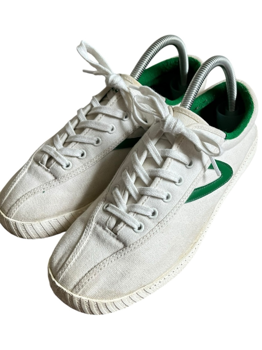 Tretorn Nylite Plus Canvas Sneakers White & Green Colorway Retro Style Womens 9